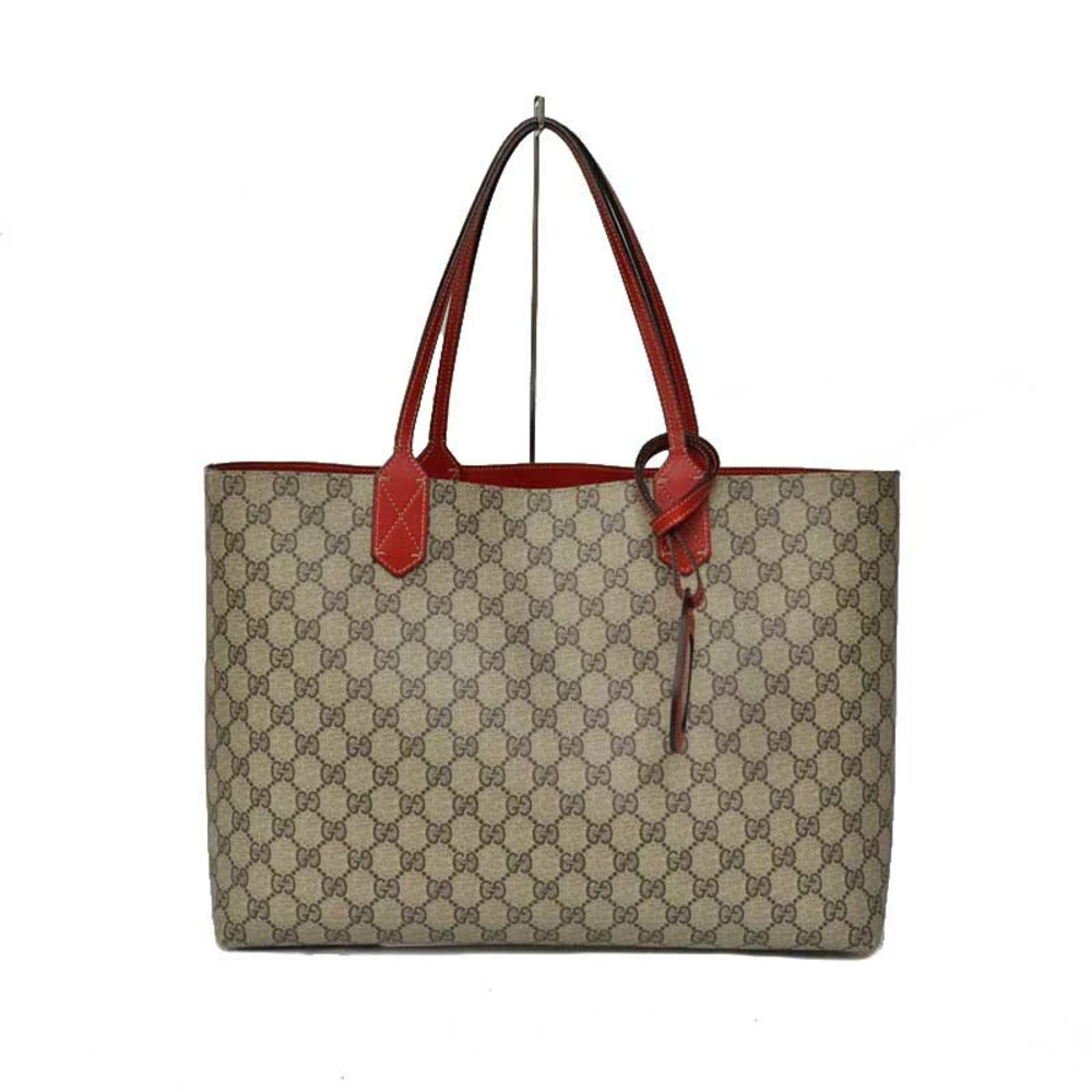 GUCCI Reversible Tote Bag GG Supreme Canvas Red